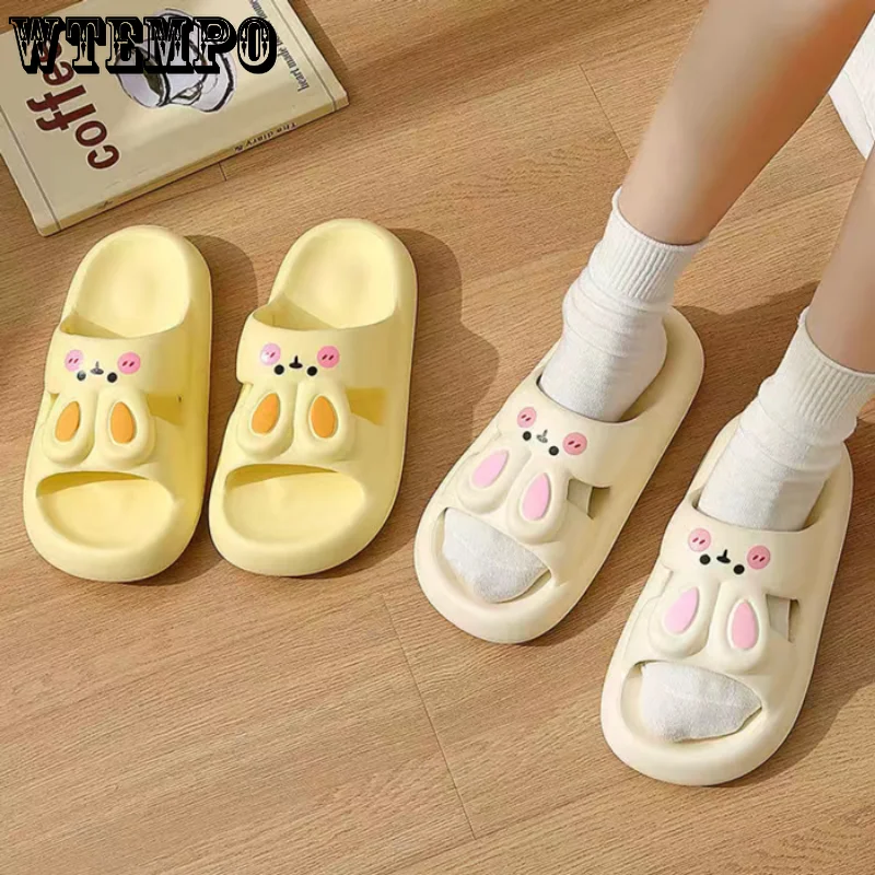 WTEMPO Cute Cartoon Rabbit Slippers Summer Soft Home Slides Adult Girl Lady Silent Indoor Floor Outdoors Fun Sandals Wholesale