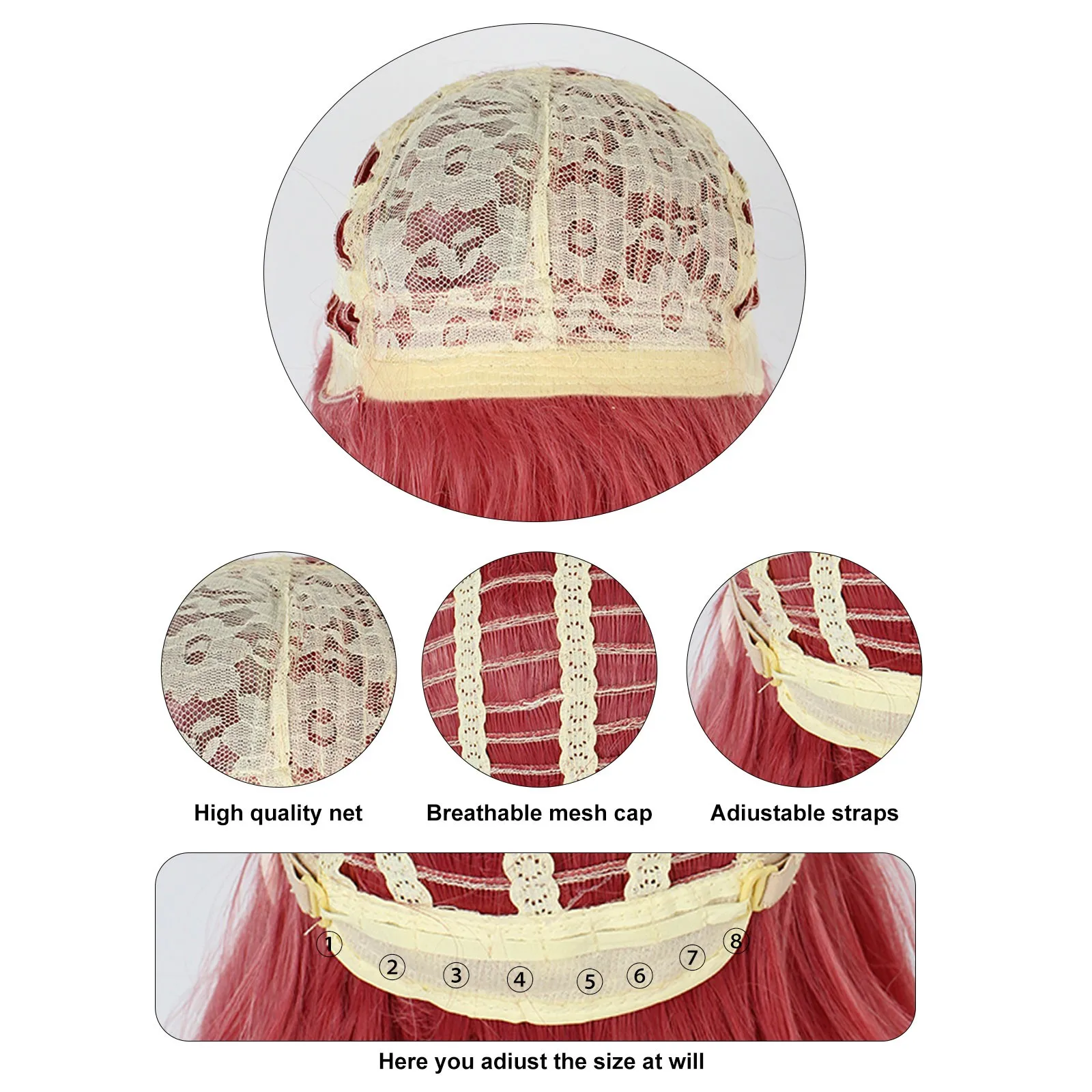 Парик для косплея из синтетических волос короткий прямой красный с челкой