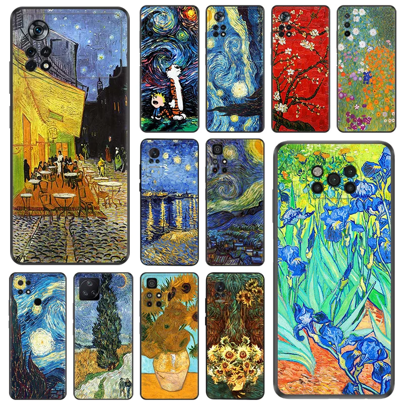 

Anti-Drop Soft Phone Case For Xiaomi Mi Poco X5 Pro C51 X4 X3 F4 GT C55 C50 C40 F1 M5S M4 F3 M3 Van Gogh Starry Night Back Cover