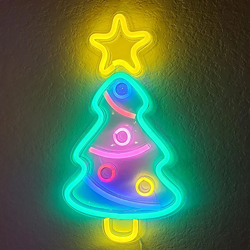 Christmas Tree Neon Light Sign Usb Powered Festival Led Neon Light Wall Room Home Decor Art Sign Lights For Birthday Party Gift