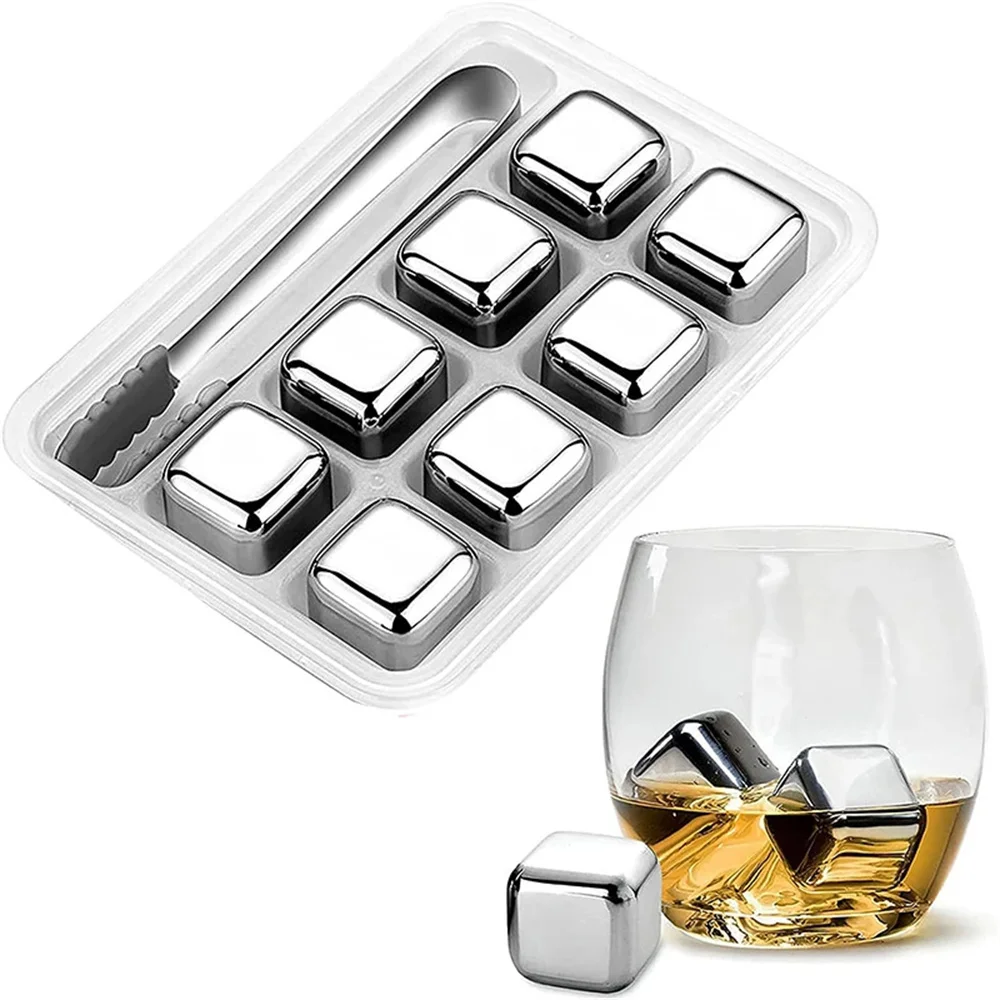

1PCS Stainless Steel Ice Cubes Reusable Chilling Stones for Whiskey Wine Keep Your Drink Cold Longer SGS Test Pass