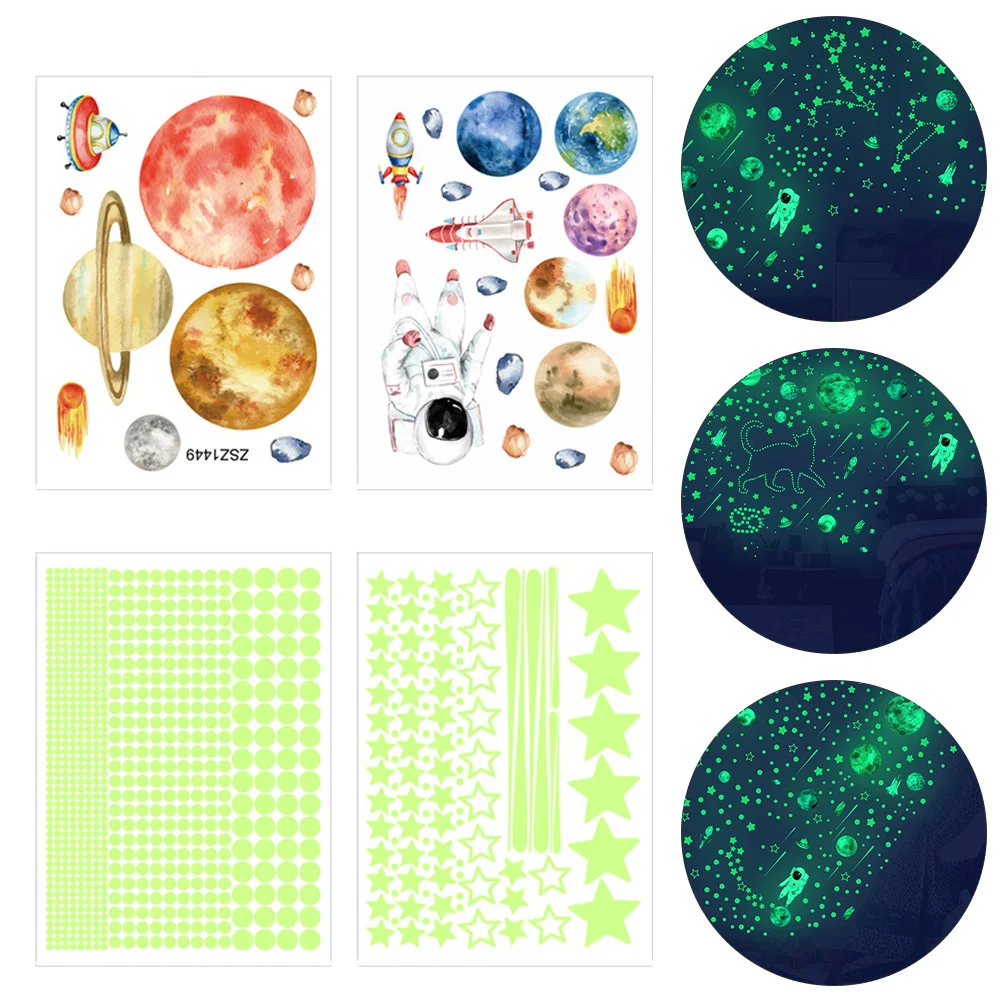 

4 Sheets Luminous Stars Wall Sticker Indoor Decal Childrens Room Decor Fluorescence Pvc Glowing Murals Baby Home decorations