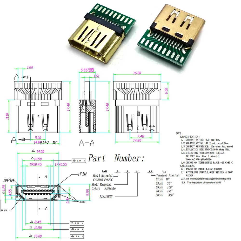 

HDMI разъём для ремонта 5 шт YTMQL