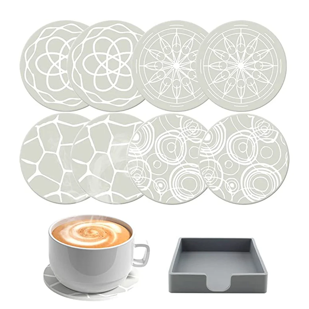 

8Pcs Beverage Non- Coasters,Soft Silicone Coasters with Organizer Stand,Desk Protection and Prevent Furniture Damage
