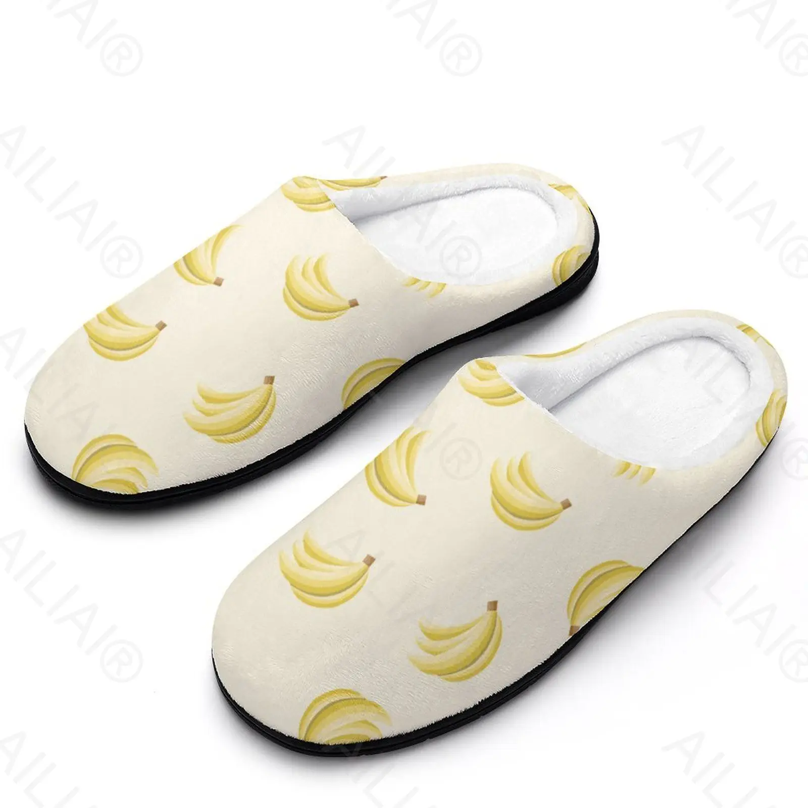 Banana Pattern (17) Sandals Plush  Casual Keep Warm Shoes Thermal  Mens Womens Slipper LadiesCottonHome  Rubber
