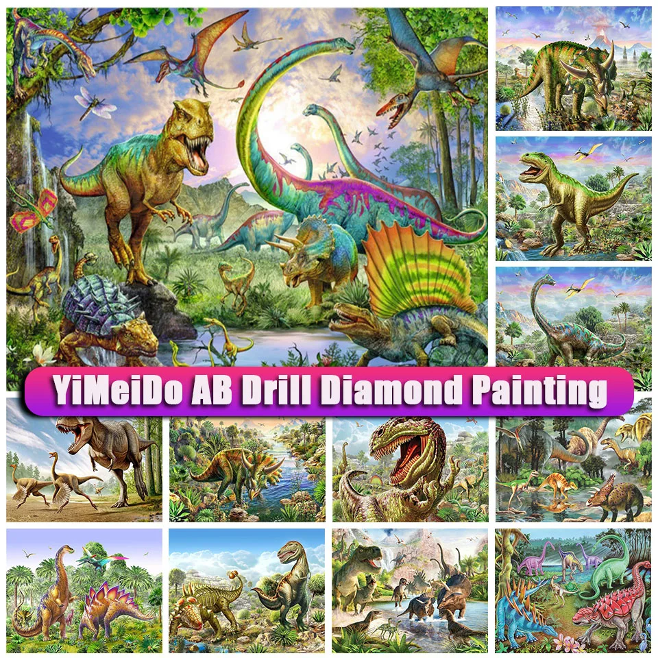 

YIMEIDO 5D AB Diamond Embroidery Dinosaur Zipper Bag Diamond Painting Full Square Round Rhinestones Cartoon Mosaic Art picture