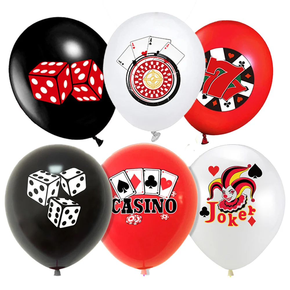 5PCS Casino Theme Party Decoration Game Night Poker Balloon Red Black Birthday Carnival Balloon Las Vegas Night Party Supplies