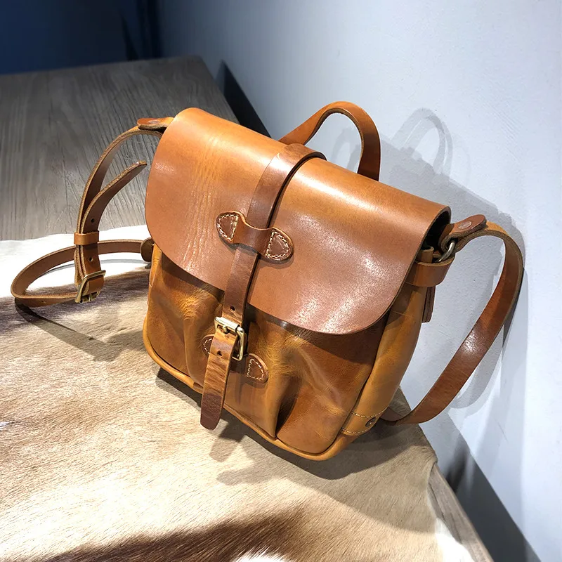 Luxury natural genuine leather men's messenger bag casual retro designer real cowhide outdoor handmade brown shoulder bag
