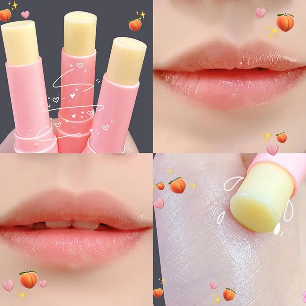 

1PC Natural Peach Lip Balm Long-lasting Moisturizing Lipstick Temperature Change Color Anti-drying Hydration Lip Care Product