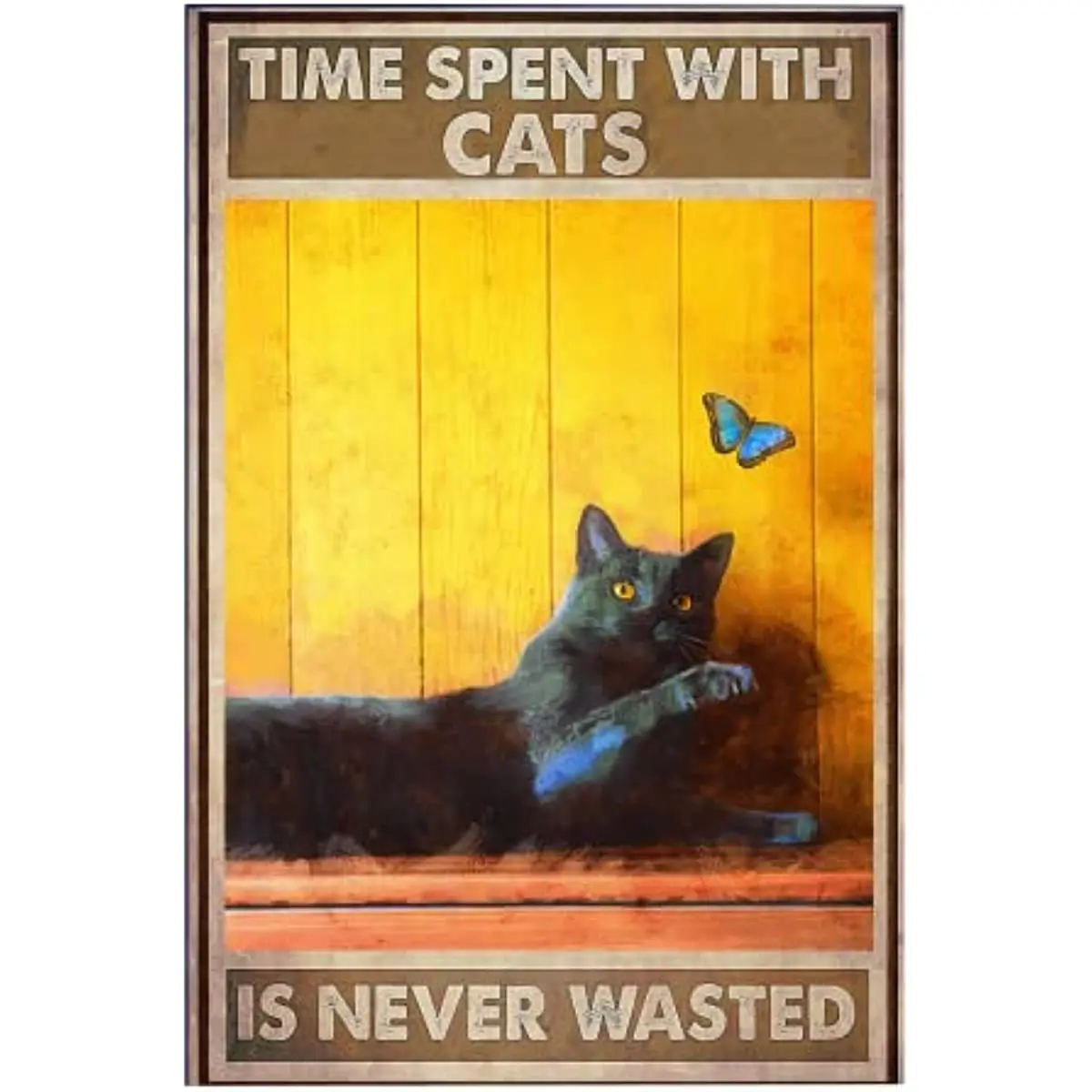 

Cat Tin Sign Vintage,Metal Black Cat Tin Poster Signs for Cat Lovers, Home Office Room Cafe Bar Beer Pub Classroom Wall