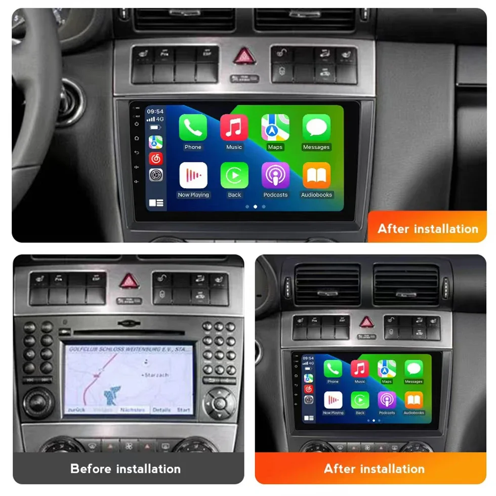 Фото Автомагнитола Android 15 для Mercedes-Benz C-класса W203 (2005-2009), 9-дюймовый мультимедийный видеоплеер с GPS-навигацией, аудиосистемой и поддержкой CarPlay №3