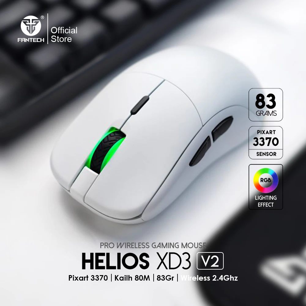 FANTECH HELIOS UX3V2 Gaming Mouse Pixart 3389 69gr Light Weight Mice 16000 DPI and RGB Wired Mouse For PC Gamer Player