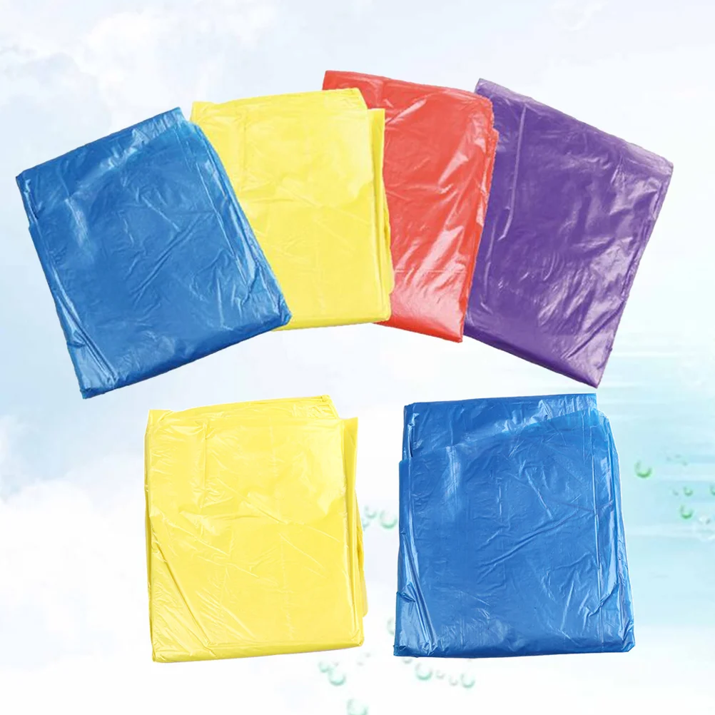 

6 Pcs Disposable Rain Coat Poncho Thicken Raincoat Hood Portable Ponchos Adults