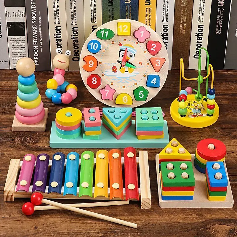 Обучающие игры Монтессори деревянные детские игрушки головоломки для малышей