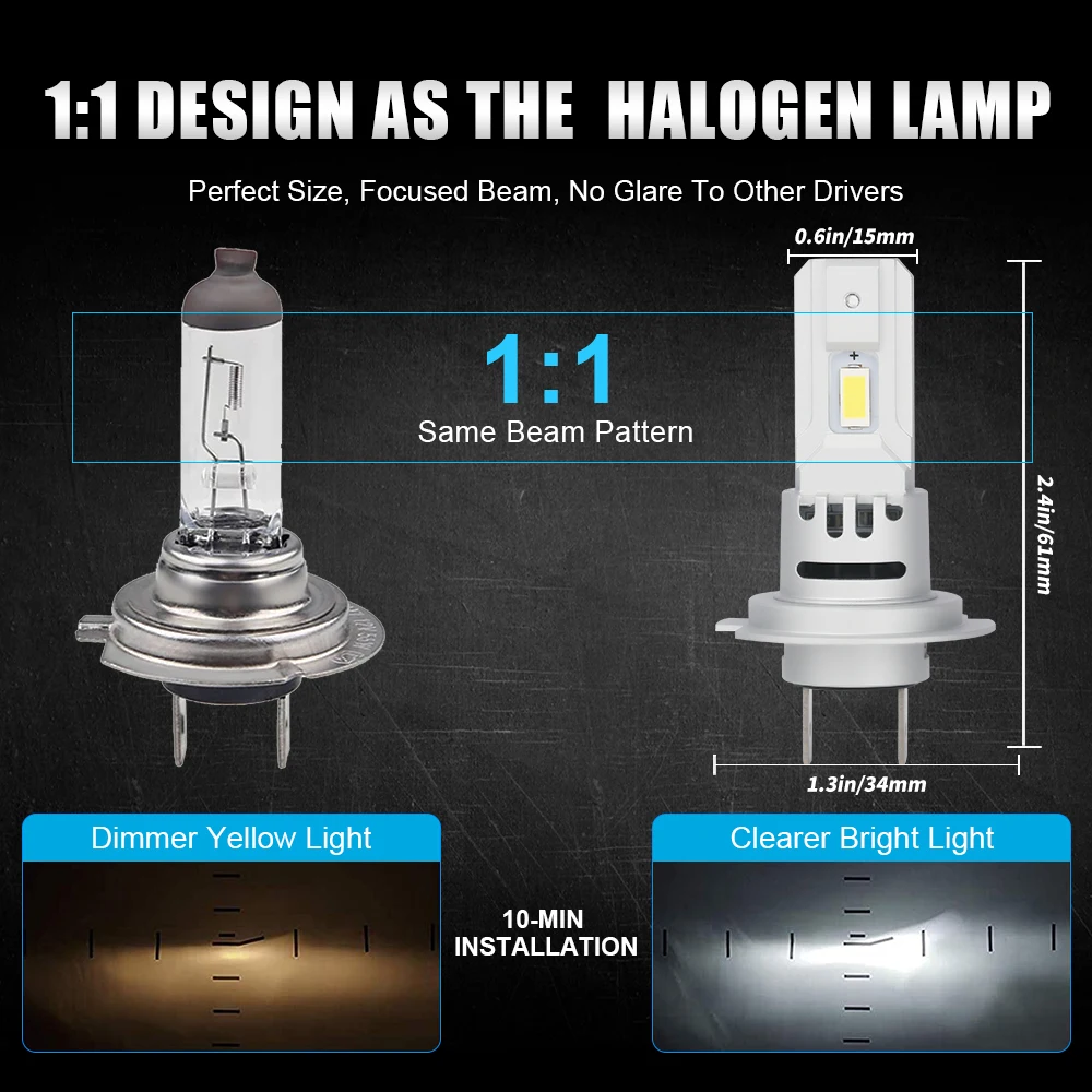 2 шт. мощные светодиодные лампы для фар 80 Вт 6000 К лм