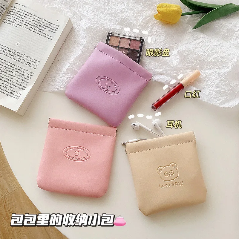 

New Kawaii Bear Waterproof Tampon Organizer Pouch For Women Girls Sanitary Pads Coin Purse Earphone Cosmetic Toilet Storage Bag