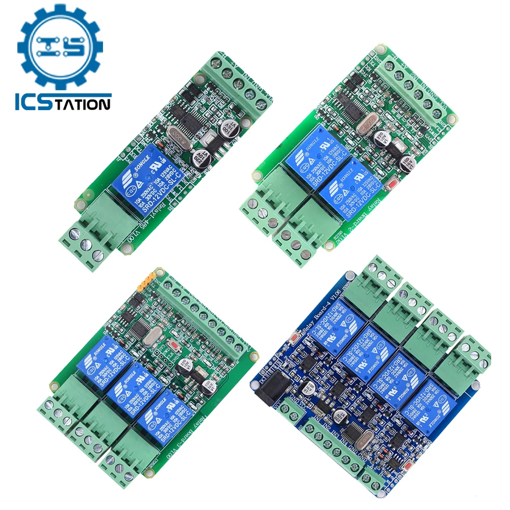 

Релейный модуль Modbus RTU RS485 TTL, 12 В постоянного тока, 1/2/3/4 каналов, плата управления переключателем для двигателя камеры PLC PTZ