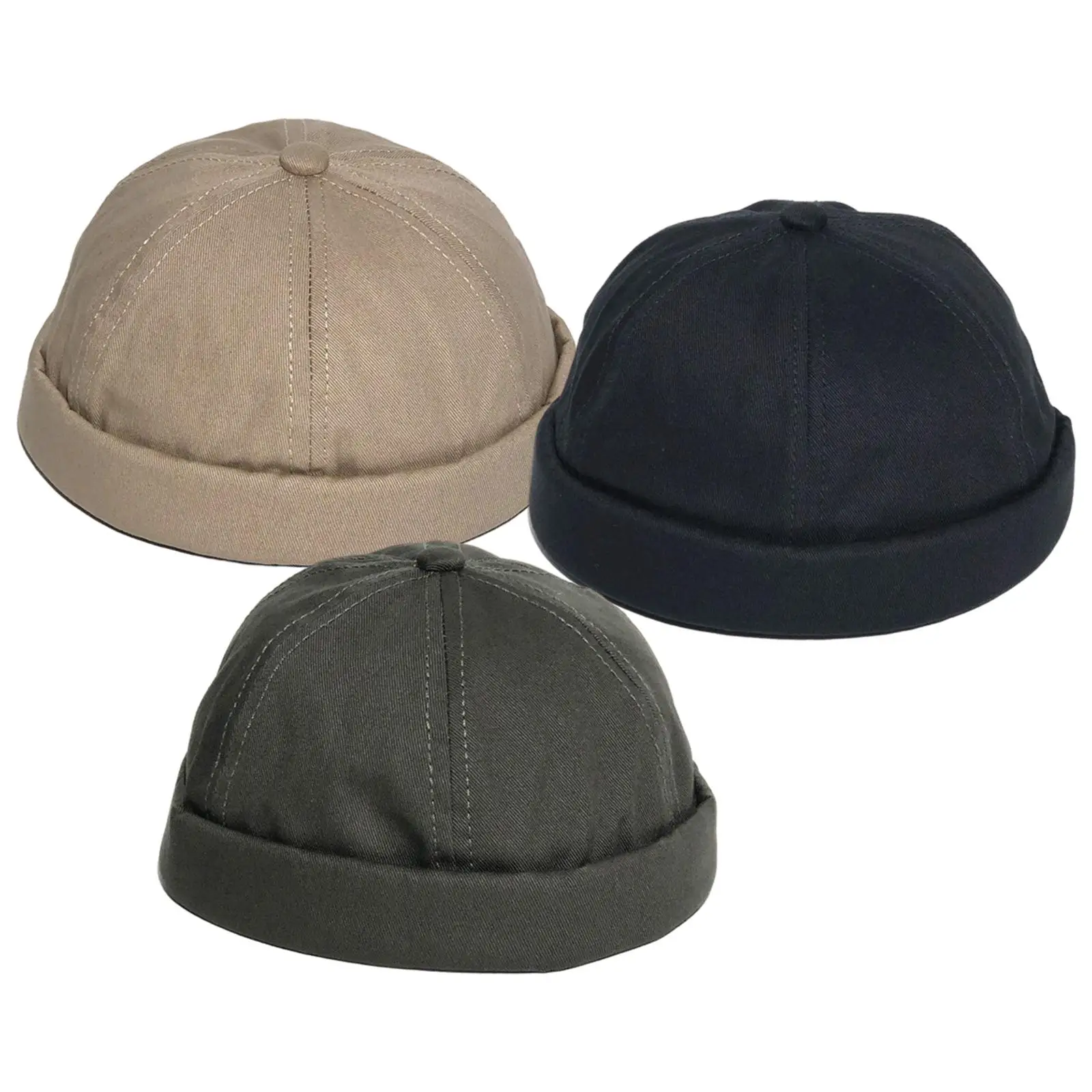 

Adjustable Hat Circumference Brimless Beanie Hat Streetwear No Visor Docker Rolled Cuff Cotton Spring Autumn Hats for Men Women