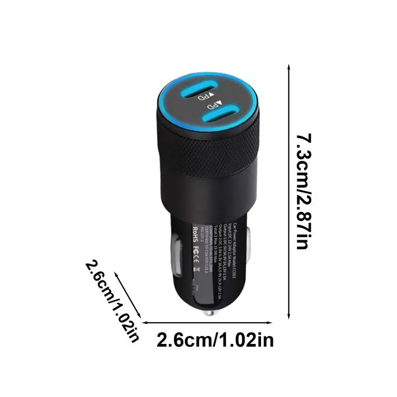 Ładowarka samochodowa USB Szybkie ładowanie Podwójna ładowarka PD do telefonu komórkowego Ochrona bezpieczeństwa Adapter