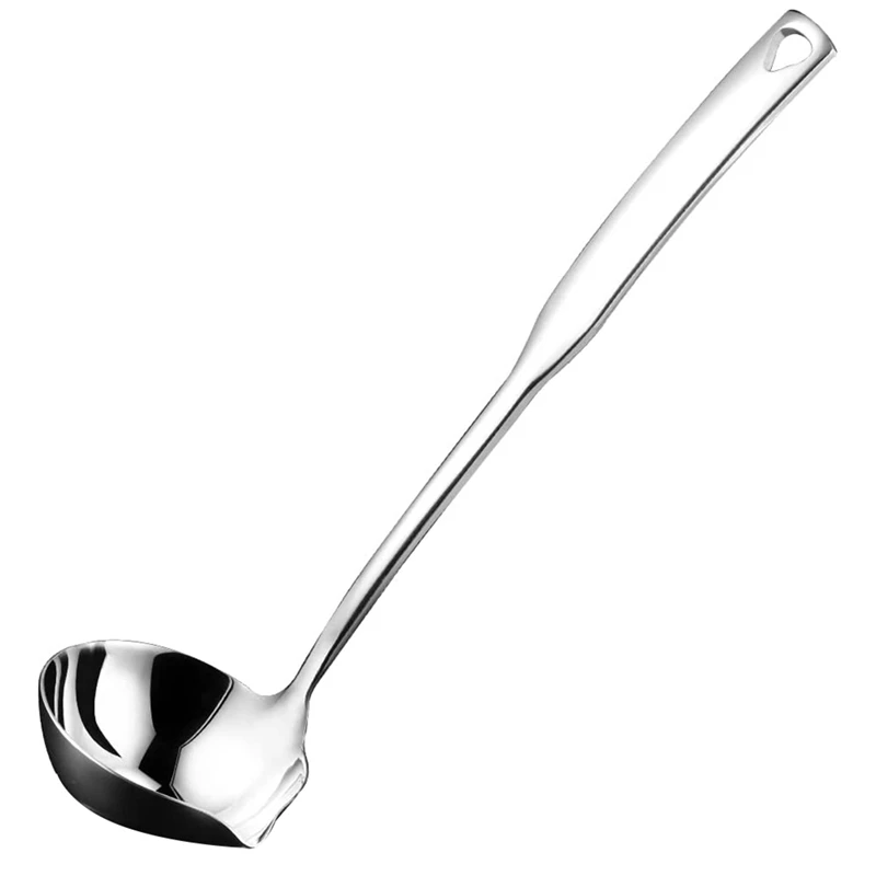 

304 Stainless Steel Soup Ladle With Pour Spout Gravy Ladles For Serving,11.8 Inch