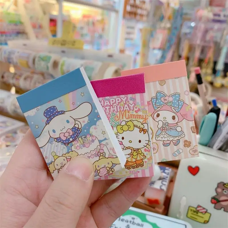 

Kawaii Sanrios Hand Ledger Cute Kittys Kuromi My Melody Cinnamoroll Cartoon Mini Sticker Material Book Stationery for Girls Gift