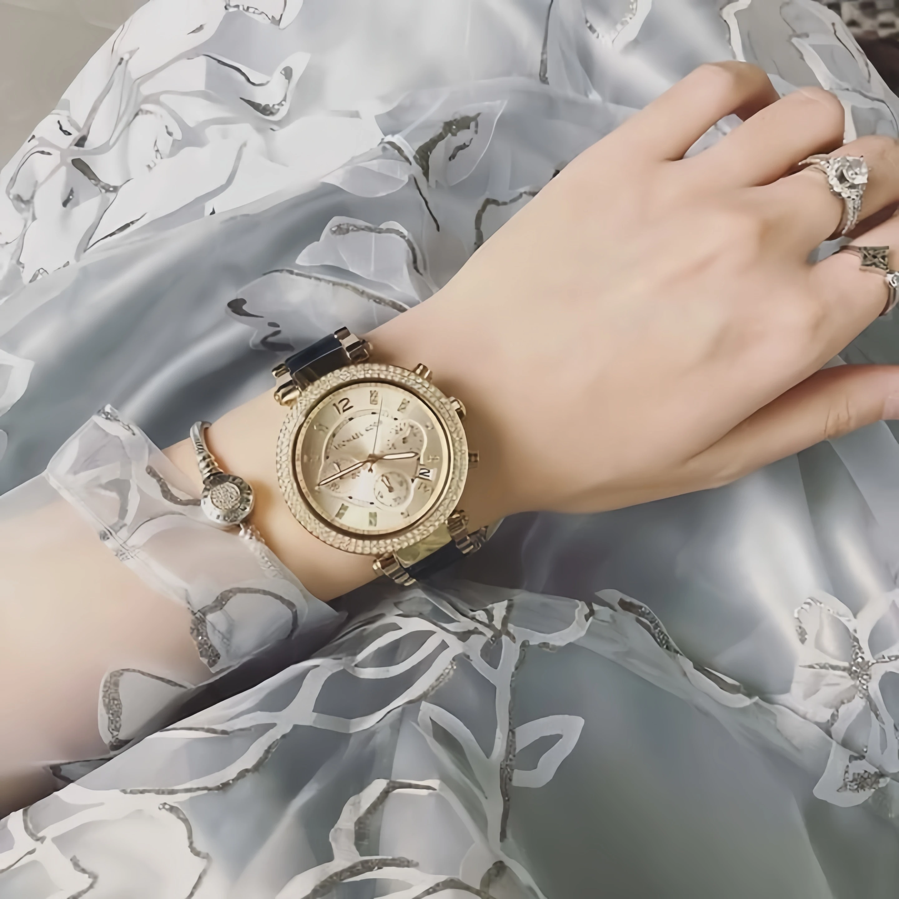 Фото Женские кварцевые часы Michael Kors с бриллиантами Parker MK-6238, роскошный дизайн, водонепроницаемые наручные часы, хронограф, изысканный подарок в коробке №4