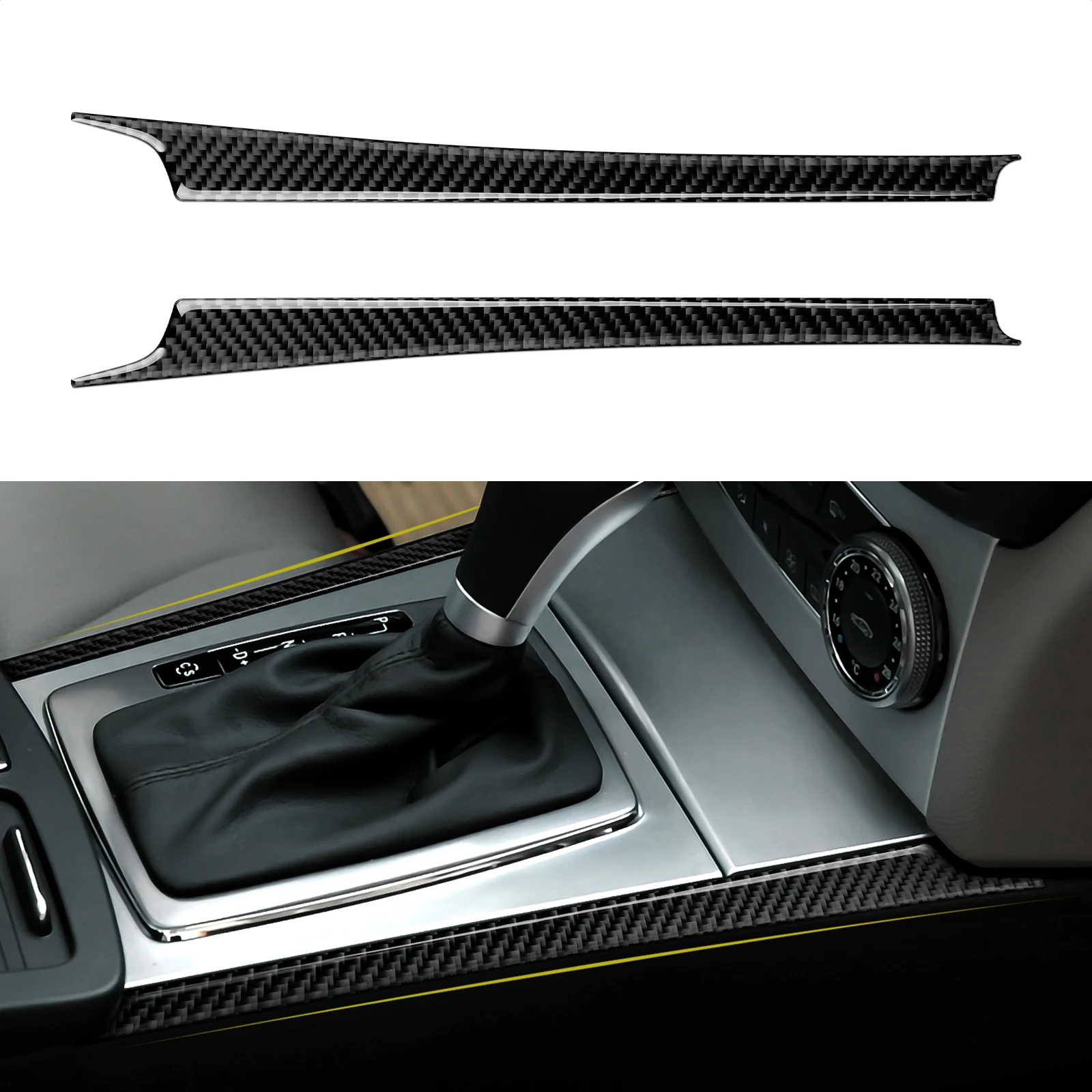 Фото Для Mercedes-Benz C-Class W204 S204 C204 боковые декоративные полосы на центральной консоли автомобиля, аксессуары для внутренней наклейки из углеродного волокна №1
