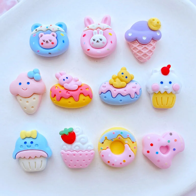 

10Pcs New Cute Cartoon Doughnuts / Bread Series Flat Back Resin Cabochons Scrapbooking DIY Jewelry Craft Decoration Accessorie