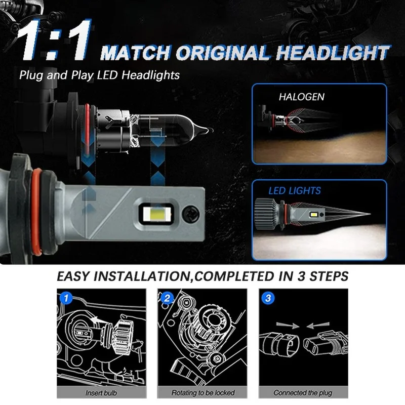 New Product Promotion Car Driving Lights 9006 H1 High Low Beam H4 Led Auto Bulb | Headlight Bulbs(LED)