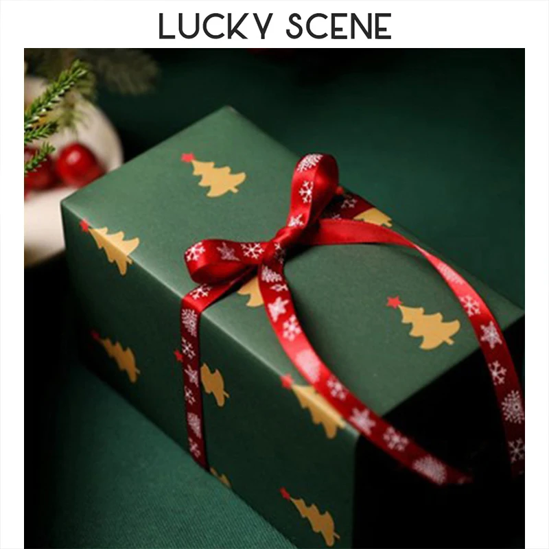 

Christmas Print Ribbon Set Christmas Decoration Gift Wrapping Strap Mood Tie S01629