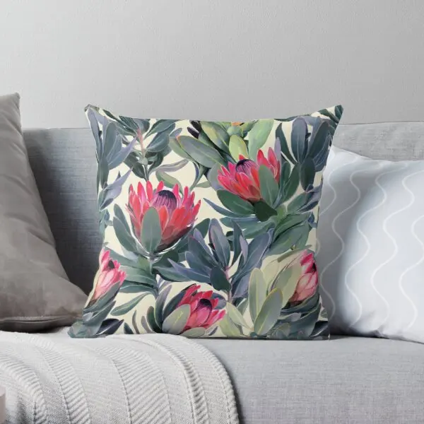 

Painted Protea Pattern Printing Throw Pillow Cover Cushion Anime Bedroom Throw Hotel Case Soft Decor Pillows not include