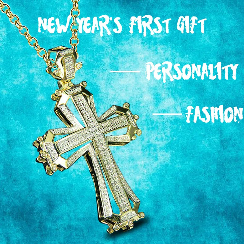 

Cross Crystal Necklace Religious Faith Christian Jesus Pendant Classic Vintage Clavicle Chain Jewelry for Men and Women