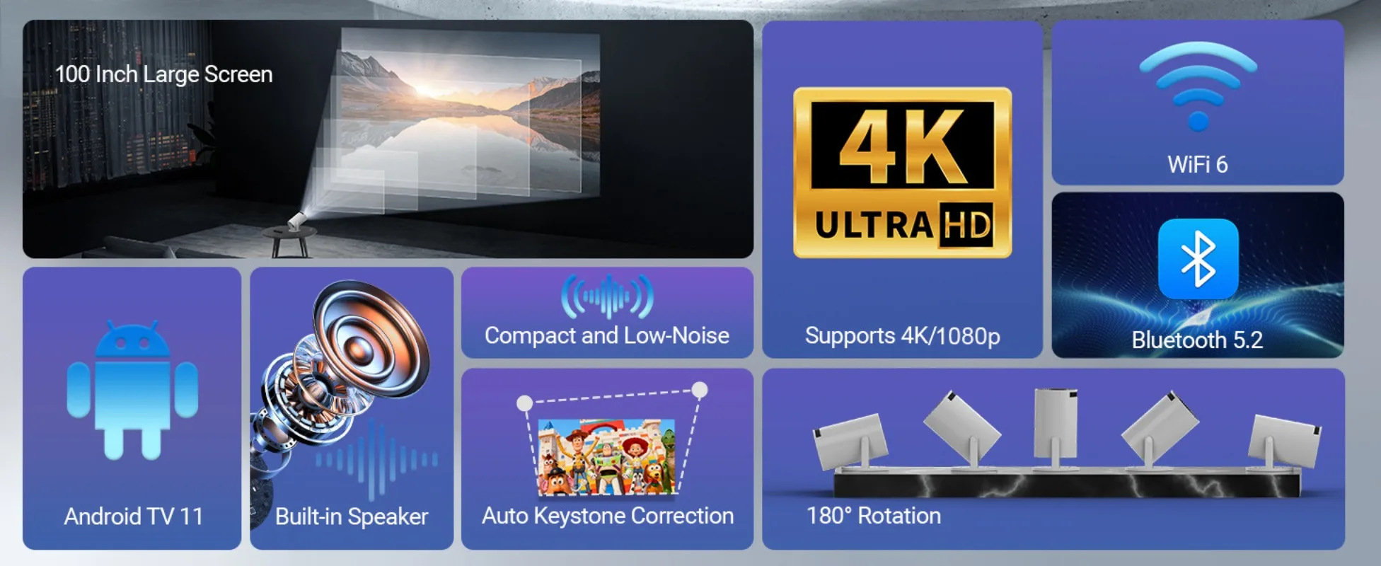 Лидер продаж: Проектор HY300Pro 4K HD с Bluetooth для домашнего кинотеатра (art.: 3920da37f2f79) - 3920da37f2f79