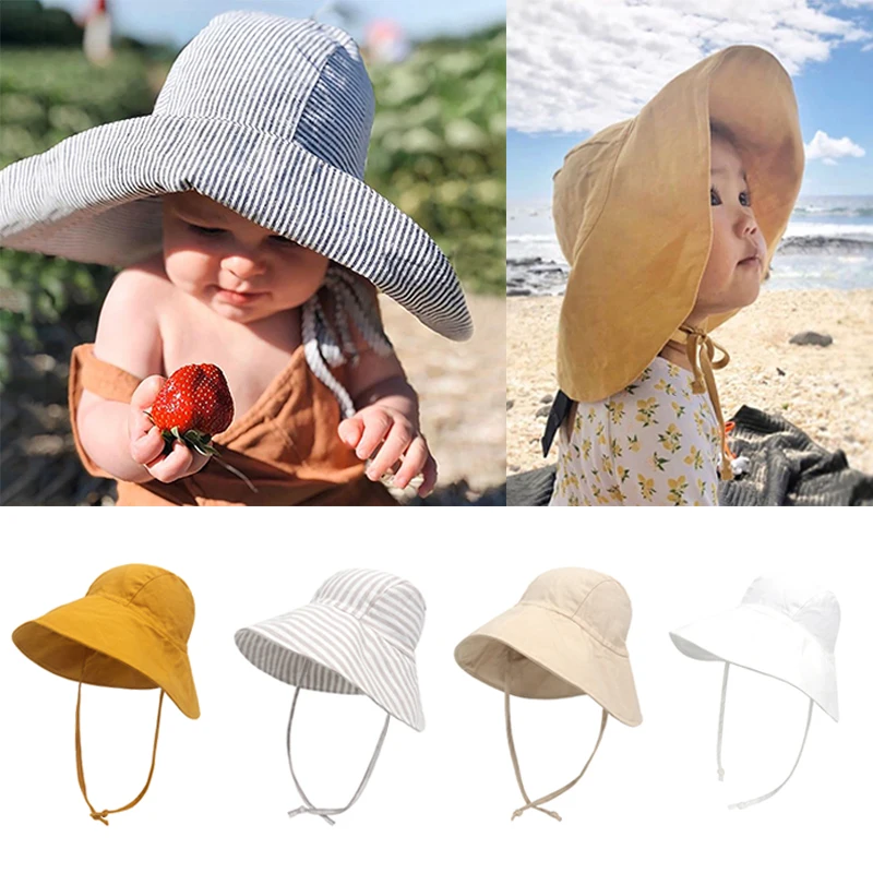 

Шляпа от солнца с большими полями для мальчиков и девочек, детская шапка из хлопка и льна, для пляжа и путешествий, женская