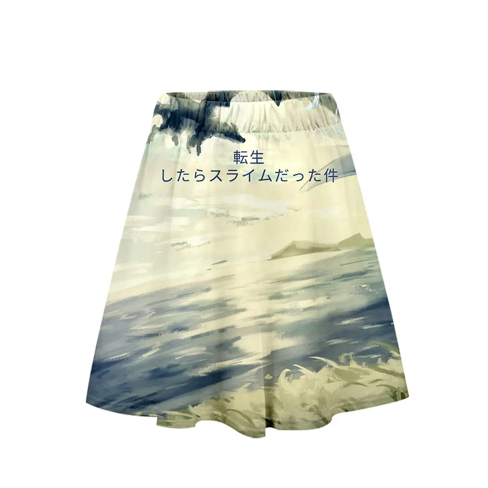 2022 New Summer Student Short Thin Knee Length Harajuku Casual Anime Kawaii Print Beach Elegant Party Woman Mini A-line Skirts