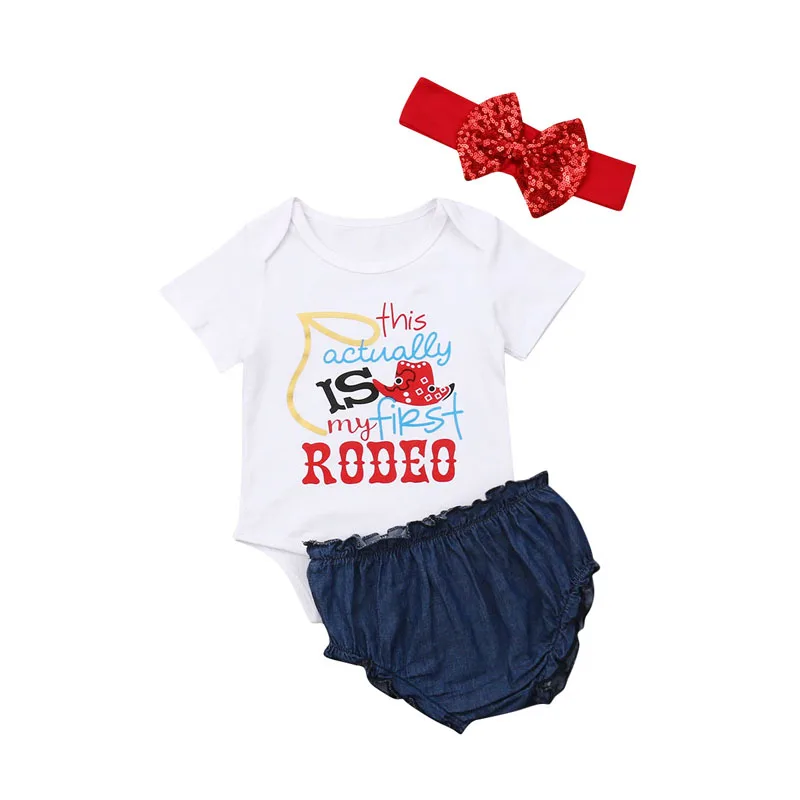 2019-06-08 Lioraitiin 4th Of July 3PCS Infant Baby Girl Clothing Set Print Short Sleeve Tops Shorts Outfit Summer