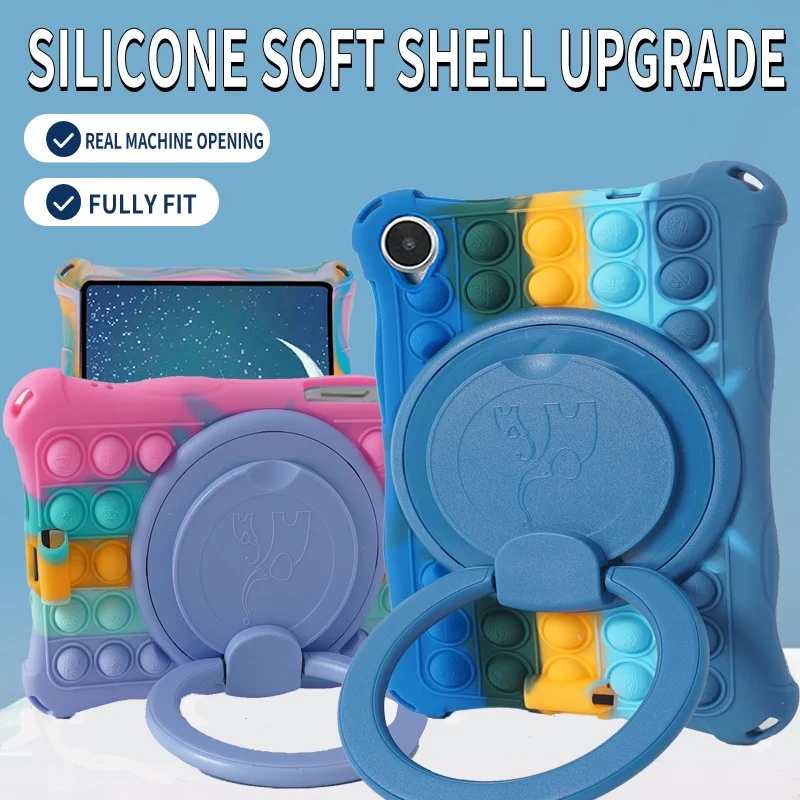 

For Lenovo Tab M8 4th TB-300FU 2023 M8 3rd TB-8506F M8 HD TB-8505 M8 HD TB-8505 360°Rotatable Case Soft Silicone Kickstand Cover
