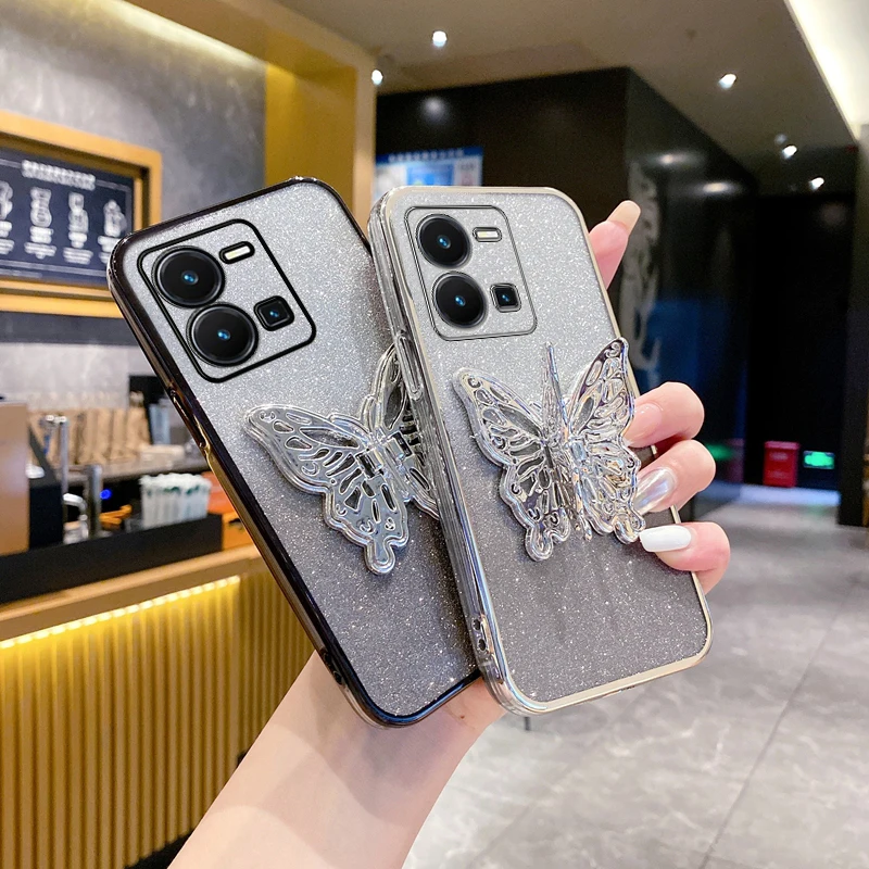 Чехол для телефона с изображением бабочек и блестящих элементов Vivo Y93 Y95 Y83 Y91 Y78 Y56