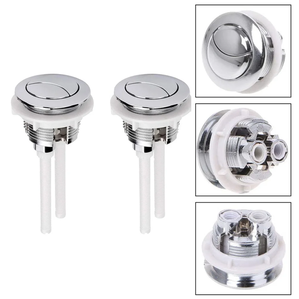 

2 Pcs One-piece Toilet Flush Plates Flush Switch Flushing Round Head Household Bathroom Abs Toilet Flush Plate Button Replace