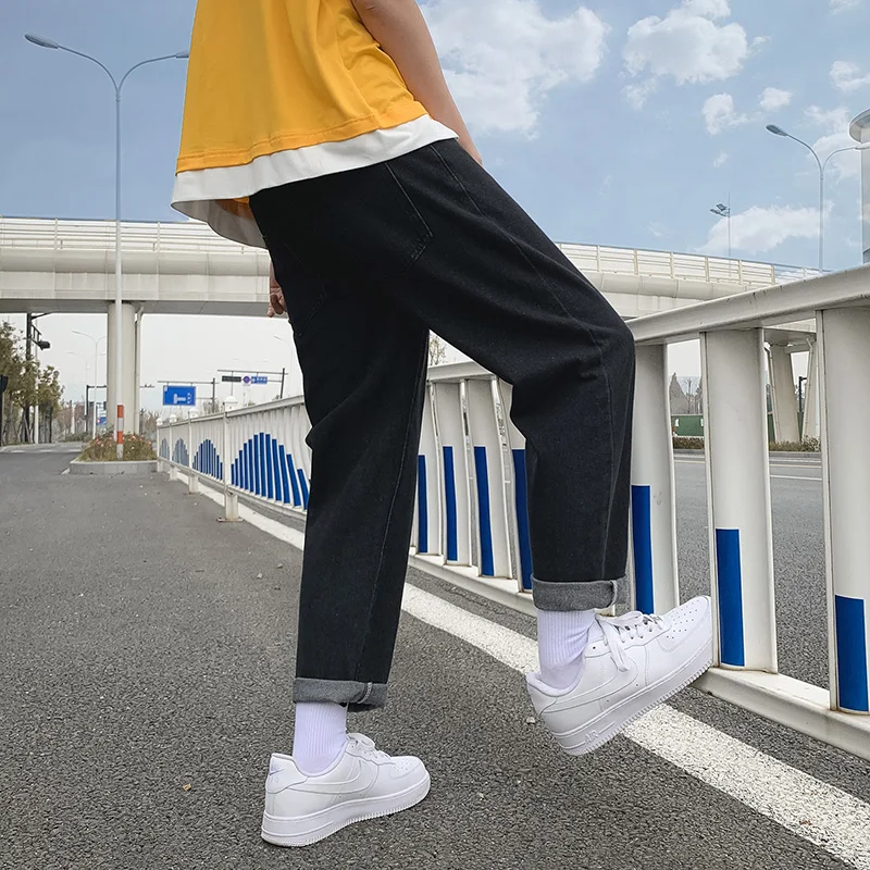 Hipster Jeans Harlan Pants for Men Summer Thin Straight Leg, Loose Stretch, Versatile, Small Foot, Nine-minute Pants