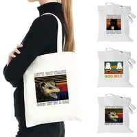 women shopping bag organizer foldable canvas tote bag large capacity pew pattern shoulder handbag commute shopper bag