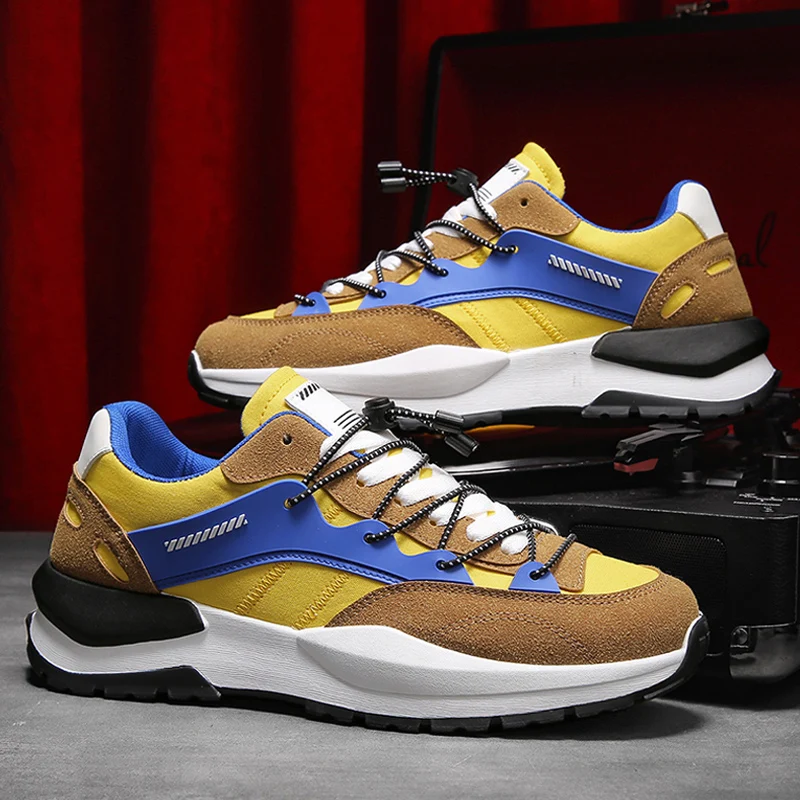 

Korean Summer Platform Men Casual Stripe Board Shoes Cushioning Street Style Mesh Run Sport Sneakers for Men