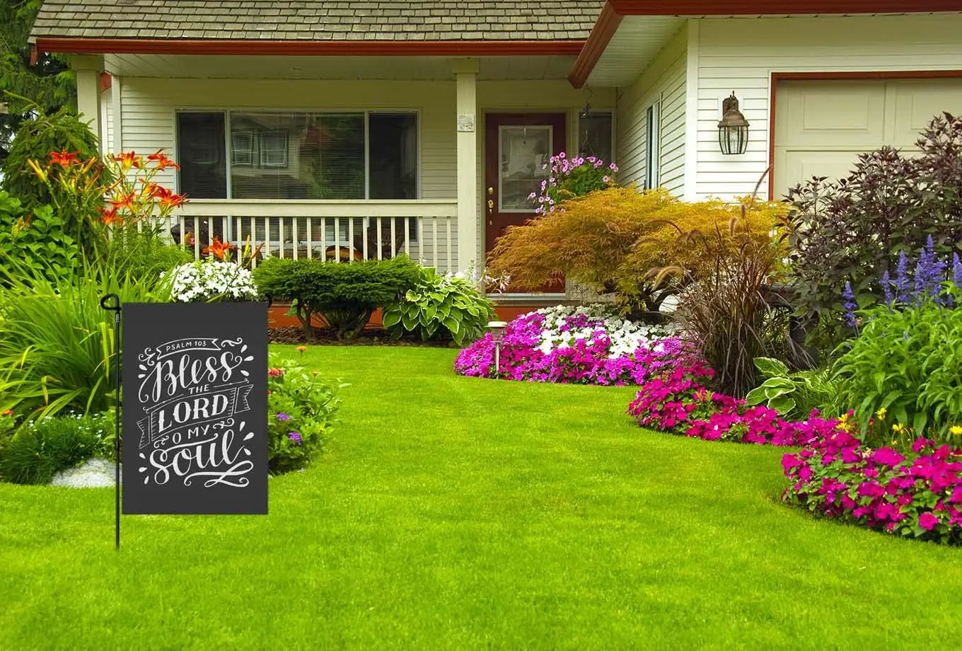 HOSNYE Bless the Lord Мешковина Садовый флаг Двусторонний O Моя душа Псалом Библейский