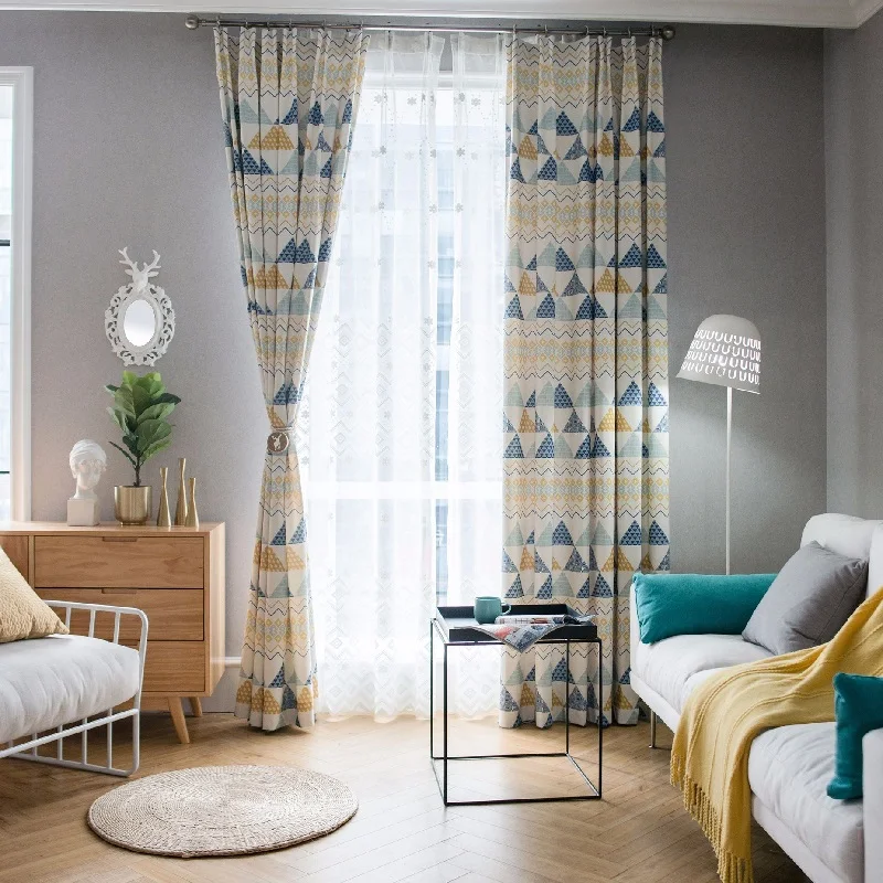 

Modern Minimalist Style Curtains for Living Room Bedroom Geometric Curtains Polyester Cotton Printed Curtains Window Home Custom