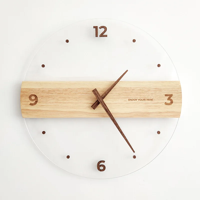 

16in Clocks Wall Home Decor Wooden Acrylic Wall Clock Living Room Wall Clock Decorative Clock Home Decore Office Decor