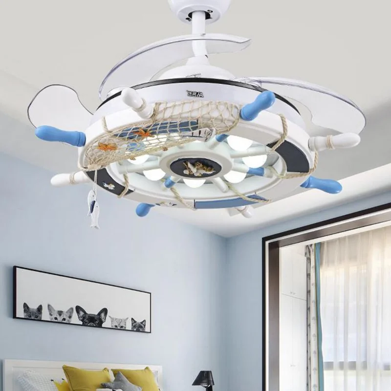 

Led Light Chandelier Fan Lamp 42 Inch wood ventilator with remote control light for children bedroom fans lights wooden