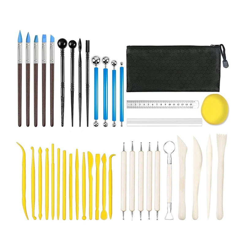 

41PCS Clay Sculpting Tools,Polymer Clay Pottery Sculpting Tools, Stylus Dotting Tools For DIY Handicraft Carving