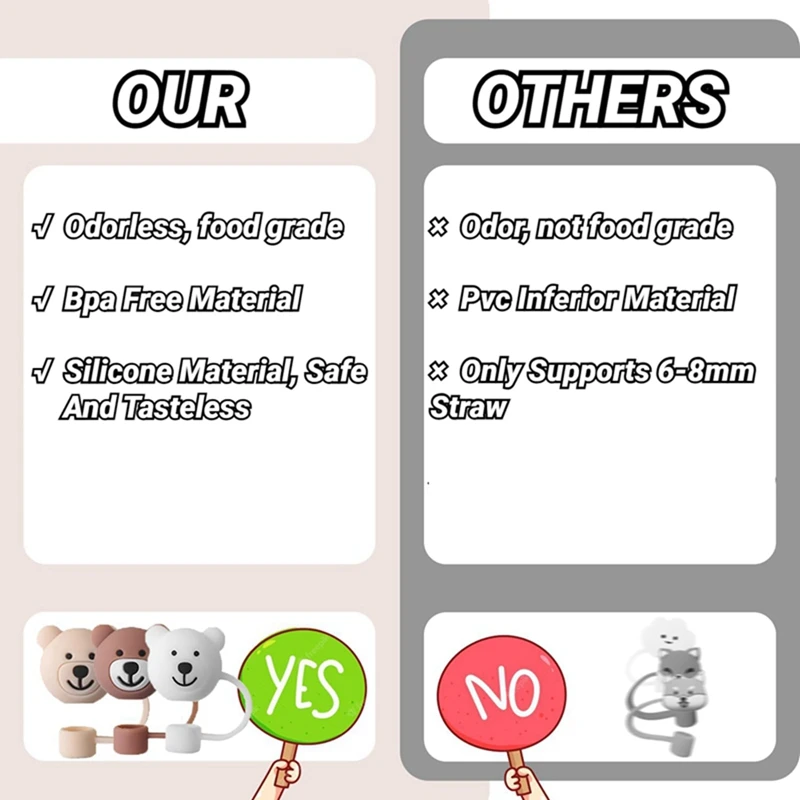 3 шт. соломенный чехол для Кубков Стэнли защитный соломы милого медведя