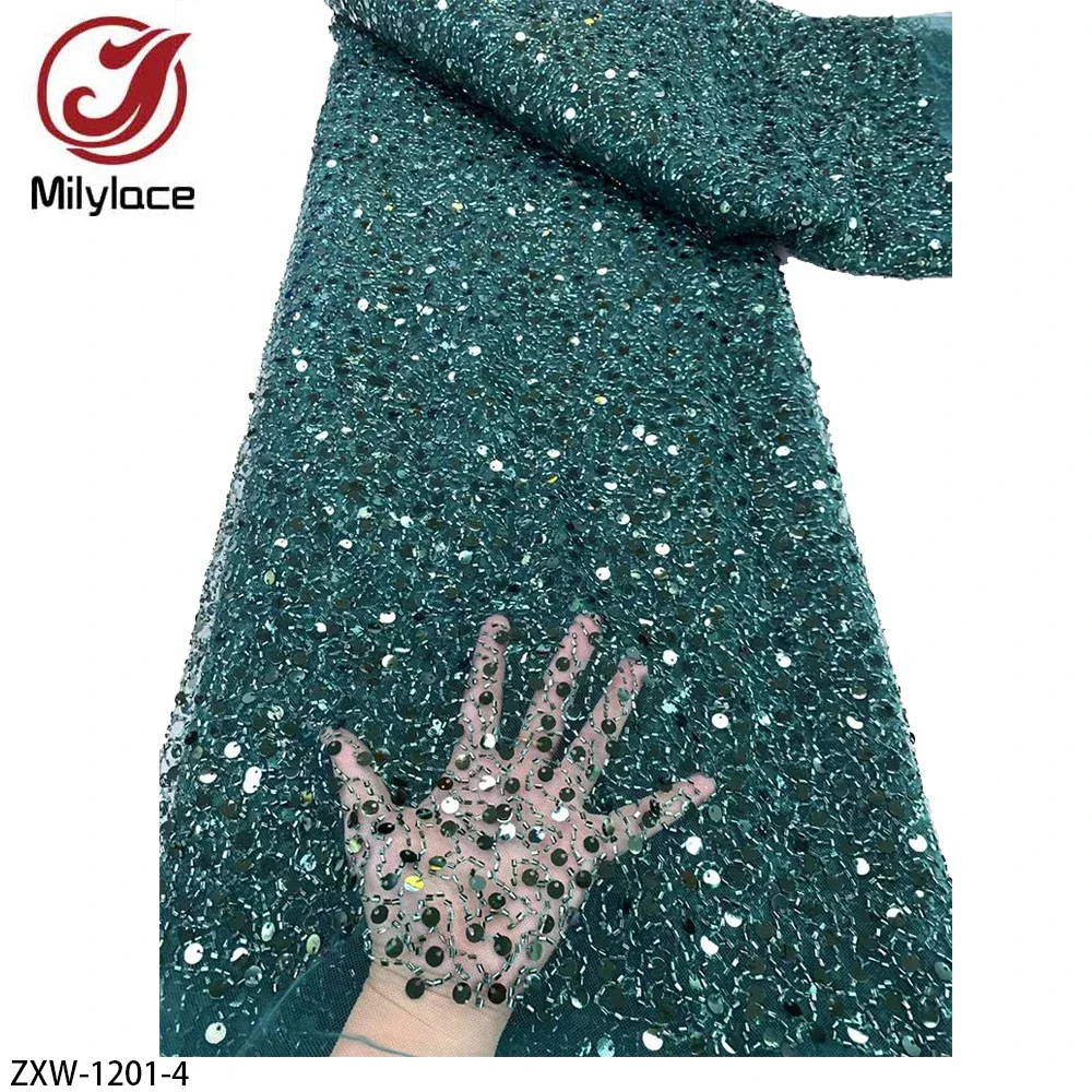 Африканские блестки сетчатая кружевная ткань 2024 французское бисерное тюль для