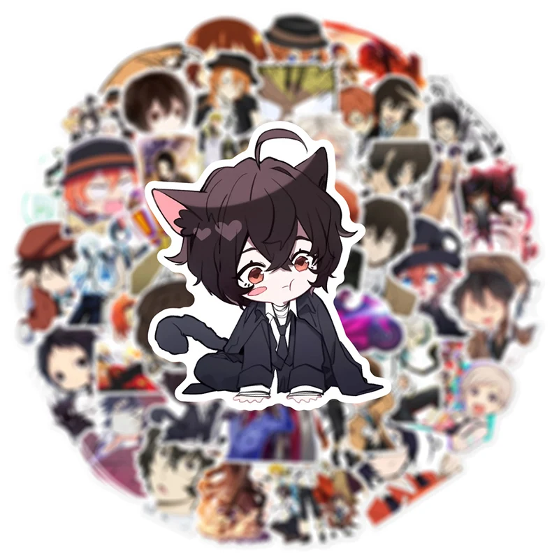 

50PCS Anime Bungo Stray Dogs Stickers New Style Graffiti Water Cup Notebook Luggage DIY Waterproof Stationery Sticker Toys Gift